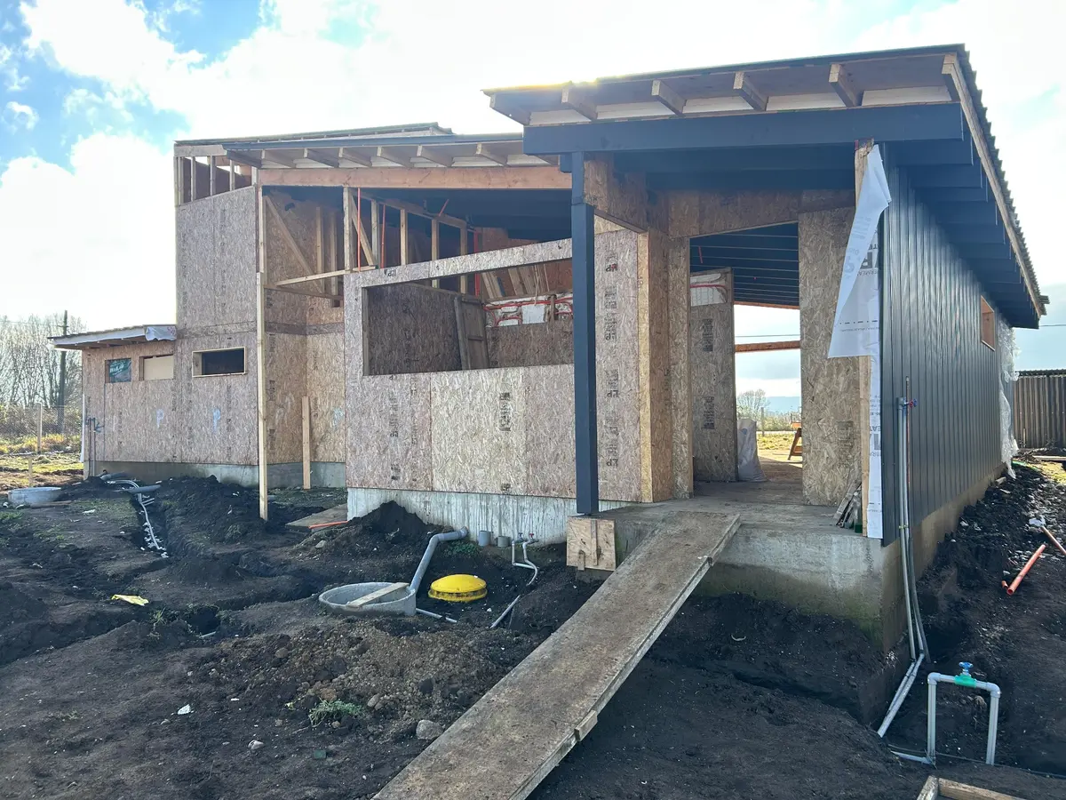 Vivienda en proceso de construcción con paneles estructurales